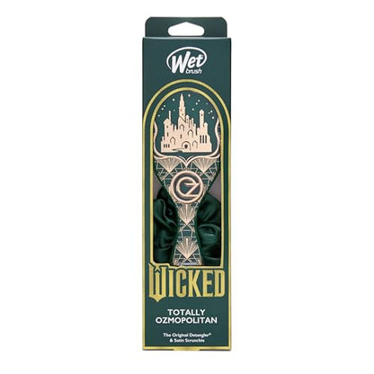 Wet Brush Original Detangler Hair Brush Emerald City (Wicked) Kit - Ultra-Soft IntelliFlex Bristles - Detangling Brush Glides Through Tangles For All Hair Types (Wet & Dry) - 1 Brush & 1 Scrunchie