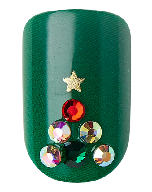 KISS Limited Edition Special Design Ready-To-Wear Gel Press-On Nails, Short Square Holiday Fake Nails, My Santa Claus, 28 Pieces
