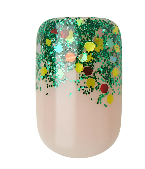 KISS Limited Edition Special Design Ready-To-Wear Gel Press-On Nails, Short Square Holiday Fake Nails, My Santa Claus, 28 Pieces