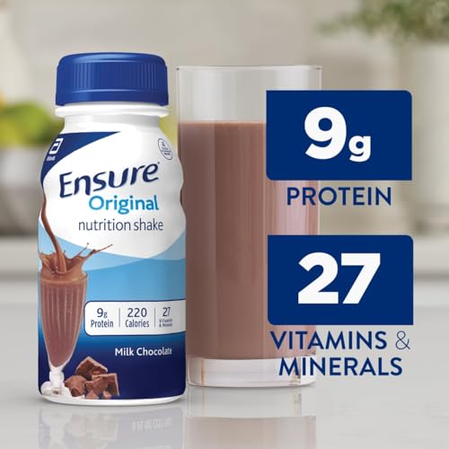 Ensure Original Milk Chocolate Nutrition Shake | Small Meal Replacement Shake | Ready To Drink | 9g Protein, 27 Vitamins and Minerals | 8 fl oz - 6 Pack
