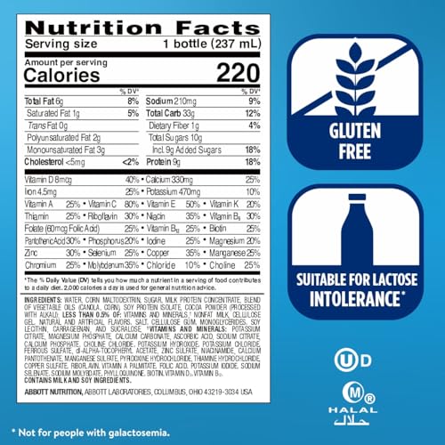 Ensure Original Milk Chocolate Nutrition Shake | Small Meal Replacement Shake | Ready To Drink | 9g Protein, 27 Vitamins and Minerals | 8 fl oz - 6 Pack