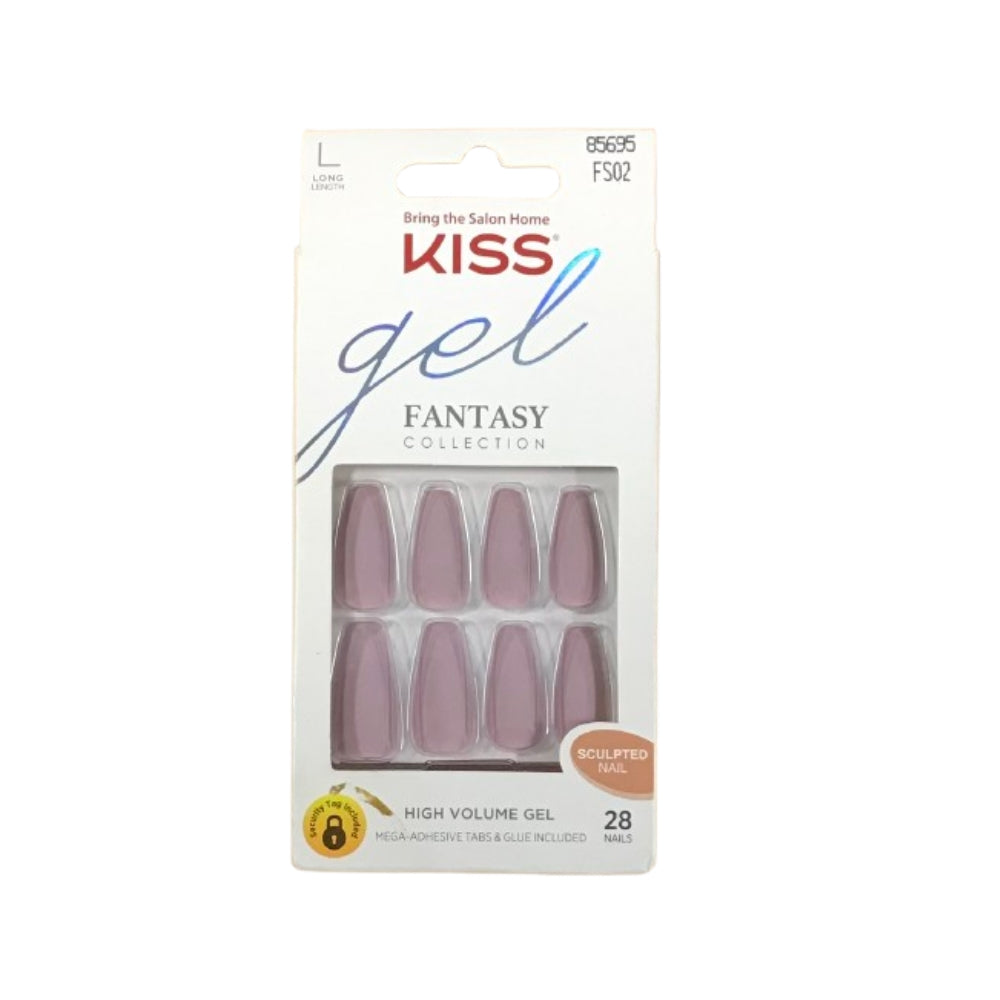 KISS Gel Fantasy Collection, Nails High Volume Gel, Long Size, 28 Fake Nails, FS02