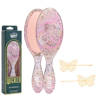 Wet Brush Original Detangler Hair Brush Glinda (Wicked) Kit - Ultra-Soft IntelliFlex Bristles - Detangling Brush Glides Through Tangles For All Hair Types (Wet Dry & Damaged) - 1 Brush & 2 Barrettes