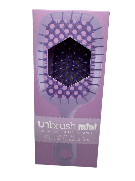FHI Heat UNbrush Mini Detangler Brush for Pain-Free Brushing on All Wet or Dry Hair Types — Durable Duoflex Anti-Static Bristles, Lightweight Handle, Vented Mini Hair Brush, Lilac Light Purple