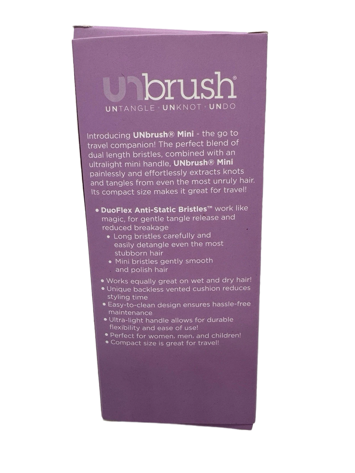 FHI Heat UNbrush Mini Detangler Brush for Pain-Free Brushing on All Wet or Dry Hair Types — Durable Duoflex Anti-Static Bristles, Lightweight Handle, Vented Mini Hair Brush, Lilac Light Purple