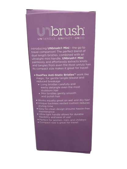 FHI Heat UNbrush Mini Detangler Brush for Pain-Free Brushing on All Wet or Dry Hair Types — Durable Duoflex Anti-Static Bristles, Lightweight Handle, Vented Mini Hair Brush, Lilac Light Purple