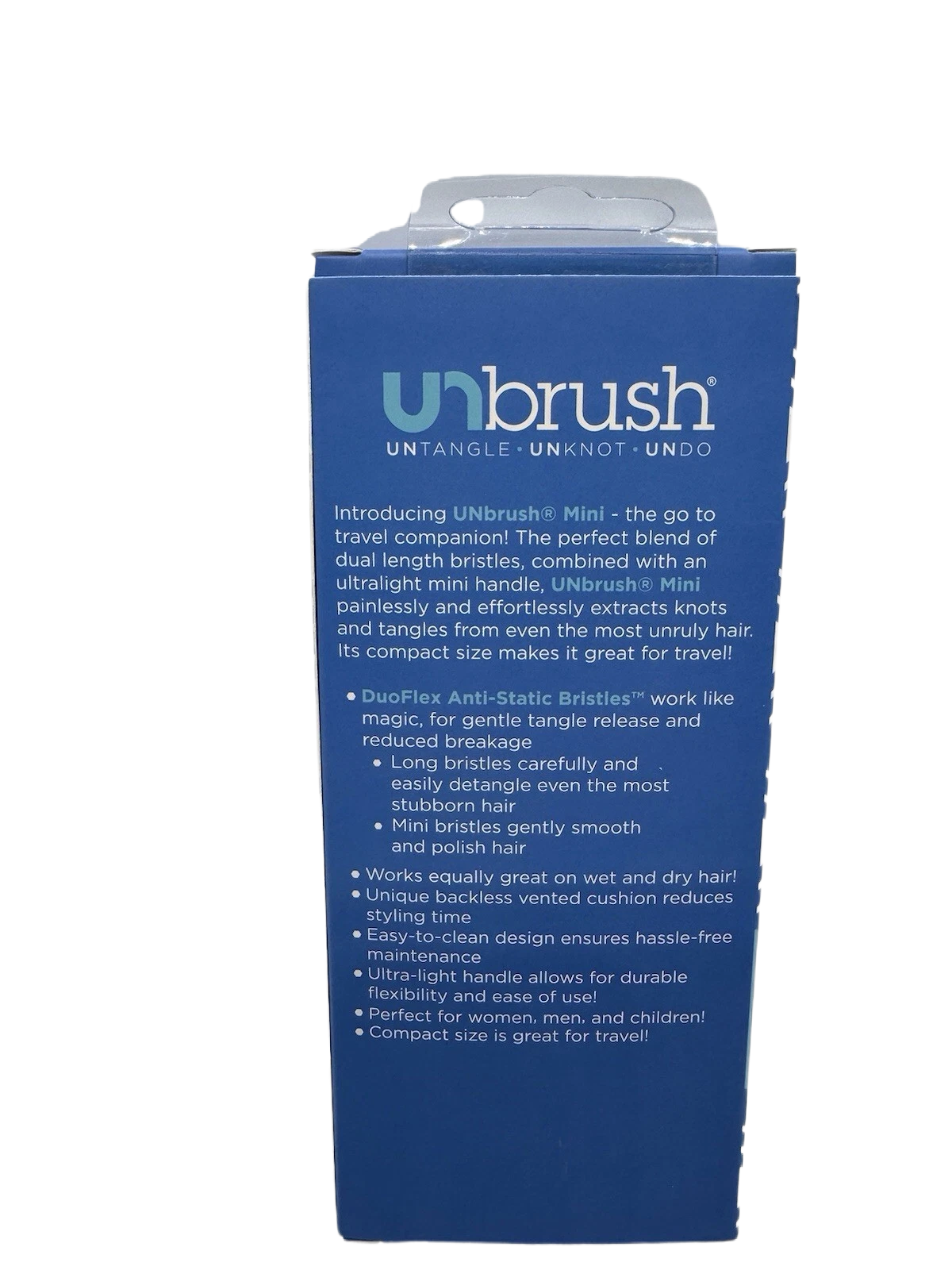 FHI Heat UNbrush Mini Detangler Brush for Pain-Free Brushing on All Wet or Dry Hair Types — Durable Duoflex Anti-Static Bristles, Lightweight Handle, Vented Mini Hair Brush, Sapphire Blue