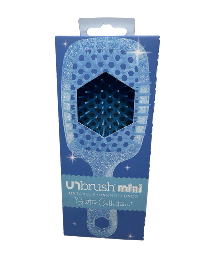 FHI Heat UNbrush Mini Detangler Brush for Pain-Free Brushing on All Wet or Dry Hair Types — Durable Duoflex Anti-Static Bristles, Lightweight Handle, Vented Mini Hair Brush, Sapphire Blue