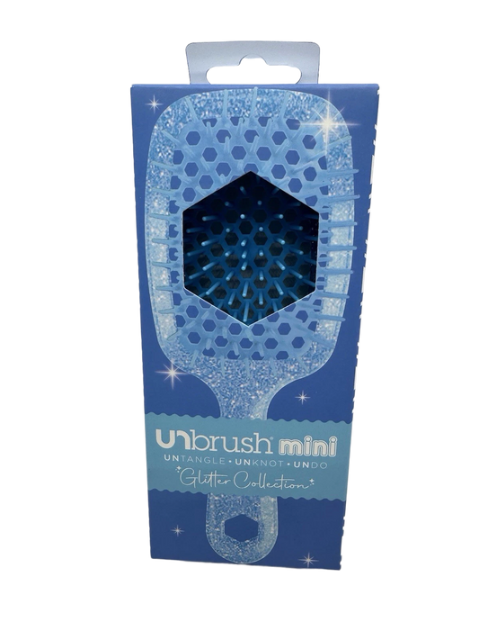 FHI Heat UNbrush Mini Detangler Brush for Pain-Free Brushing on All Wet or Dry Hair Types — Durable Duoflex Anti-Static Bristles, Lightweight Handle, Vented Mini Hair Brush, Sapphire Blue