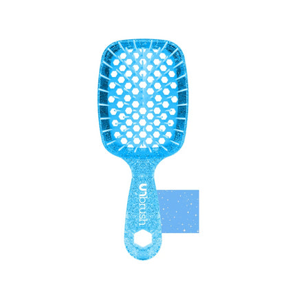 FHI Heat UNbrush Mini Detangler Brush for Pain-Free Brushing on All Wet or Dry Hair Types — Durable Duoflex Anti-Static Bristles, Lightweight Handle, Vented Mini Hair Brush, Sapphire Blue