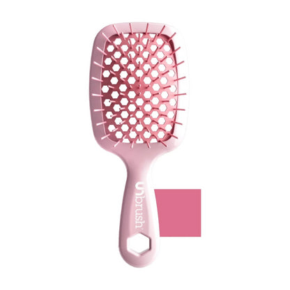 FHI Heat UNbrush Mini Detangler Brush for Pain-Free Brushing on All Wet or Dry Hair Types — Durable Duoflex Anti-Static Bristles, Lightweight Handle, Vented Mini Hair Brush, Pink