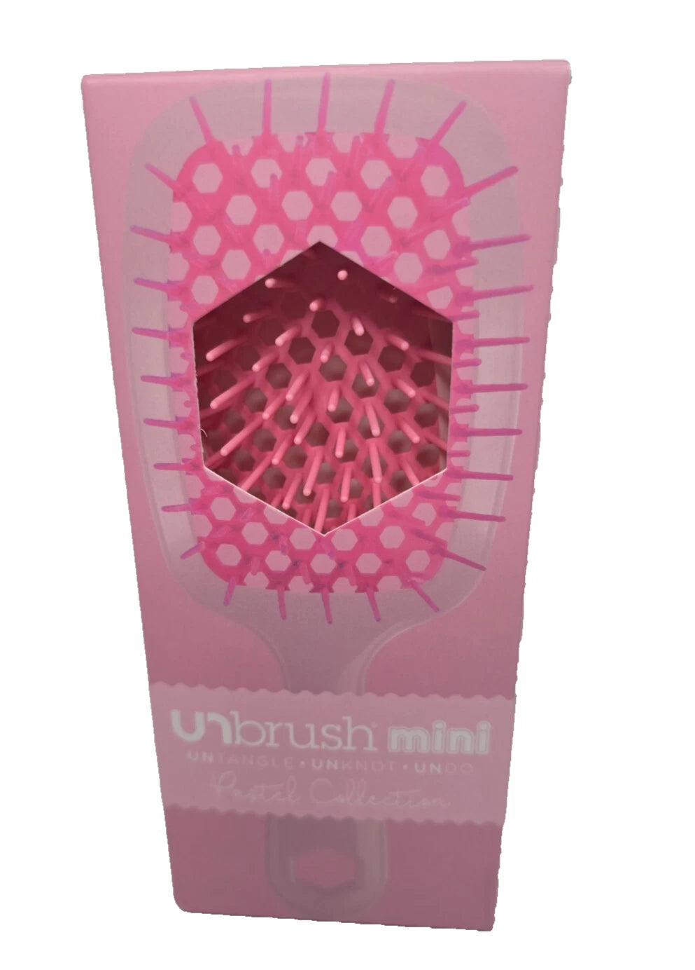 FHI Heat UNbrush Mini Detangler Brush for Pain-Free Brushing on All Wet or Dry Hair Types — Durable Duoflex Anti-Static Bristles, Lightweight Handle, Vented Mini Hair Brush, Pink