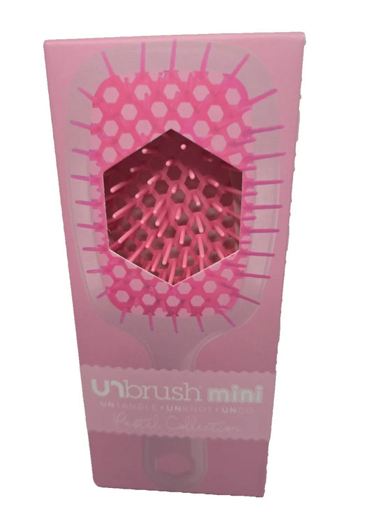 FHI Heat UNbrush Mini Detangler Brush for Pain-Free Brushing on All Wet or Dry Hair Types — Durable Duoflex Anti-Static Bristles, Lightweight Handle, Vented Mini Hair Brush, Pink