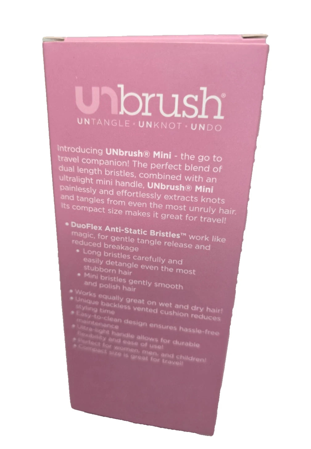 FHI Heat UNbrush Mini Detangler Brush for Pain-Free Brushing on All Wet or Dry Hair Types — Durable Duoflex Anti-Static Bristles, Lightweight Handle, Vented Mini Hair Brush, Pink