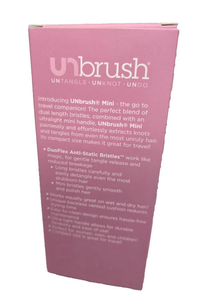 FHI Heat UNbrush Mini Detangler Brush for Pain-Free Brushing on All Wet or Dry Hair Types — Durable Duoflex Anti-Static Bristles, Lightweight Handle, Vented Mini Hair Brush, Pink