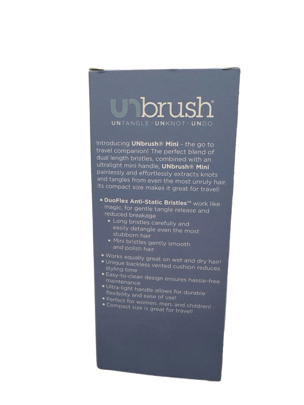 FHI Heat UNbrush Mini Detangler Brush for Pain-Free Brushing on All Wet or Dry Hair Types — Durable Duoflex Anti-Static Bristles, Lightweight Handle, Vented Mini Hair Brush, Light Blue