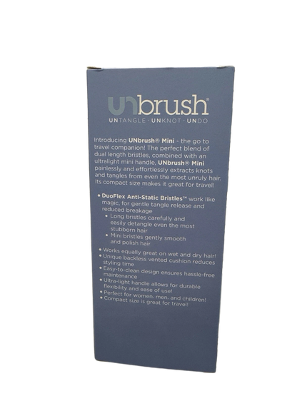 FHI Heat UNbrush Mini Detangler Brush for Pain-Free Brushing on All Wet or Dry Hair Types — Durable Duoflex Anti-Static Bristles, Lightweight Handle, Vented Mini Hair Brush, Light Blue
