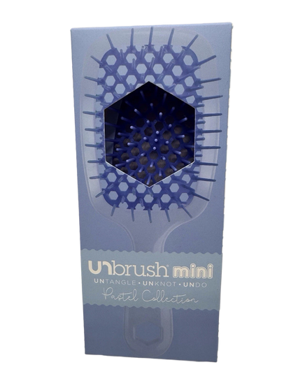 FHI Heat UNbrush Mini Detangler Brush for Pain-Free Brushing on All Wet or Dry Hair Types — Durable Duoflex Anti-Static Bristles, Lightweight Handle, Vented Mini Hair Brush, Light Blue