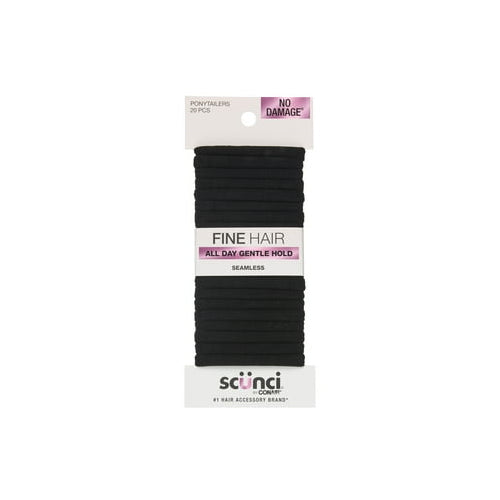 (2 pack) Scunci No Damage Hosiery Ponytail Hair Ties, Black, 20 Count