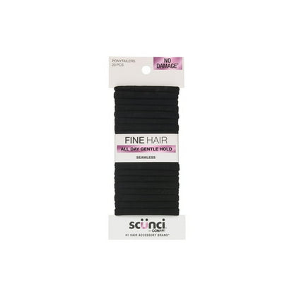 (2 pack) Scunci No Damage Hosiery Ponytail Hair Ties, Black, 20 Count