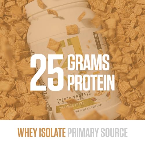 RYSE Loaded Protein Powder - Cinnamon Toast - 25g Whey Protein Isolate & Concentrate with Prebiotic Fiber & MCTs - Low Carb, Low Sugar, Digestive-Friendly - 20 Servings / 1.5 lb Tub