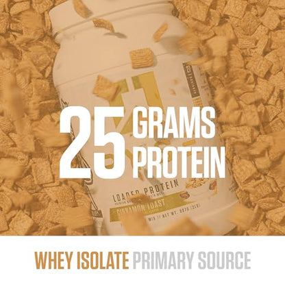 RYSE Loaded Protein Powder - Cinnamon Toast - 25g Whey Protein Isolate & Concentrate with Prebiotic Fiber & MCTs - Low Carb, Low Sugar, Digestive-Friendly - 20 Servings / 1.5 lb Tub