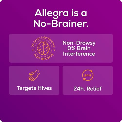 Allegra Hives Antihistamine 24-Hour Tablets, Non-Drowsy Hive Reduction and Hive Itch Relief, 180 mg Fexofenadine HCI, 30-Count
