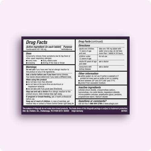 Allegra Adult 24-Hour Allergy Relief Tablets, Non-Drowsy Indoor and Outdoor Allergy Medicine, 180 mg Fexofenadine HCI Antihistamine Pill, 45-Count