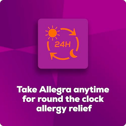 Allegra Adult 24-Hour Allergy Relief Tablets, Non-Drowsy Indoor and Outdoor Allergy Medicine, 180 mg Fexofenadine HCI Antihistamine Pill, 45-Count