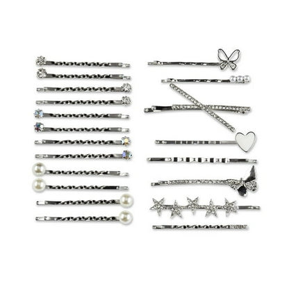 Scunci Pearl and Crystal Embellishment Bobby Pins, Silver, 20 Count