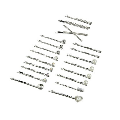 Scunci Pearl and Crystal Embellishment Bobby Pins, Silver, 20 Count
