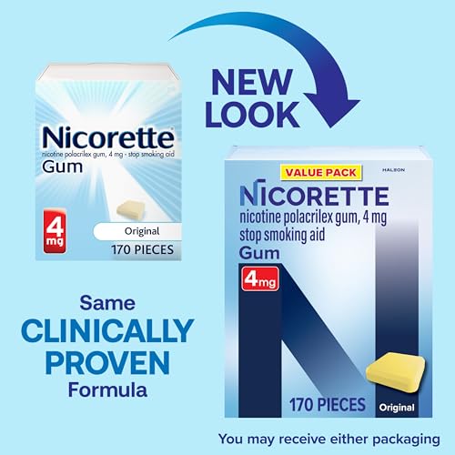 Nicorette Nicotine Gum to Help Stop Smoking, 4 mg, Original Stop Smoking Aid - 170 Count