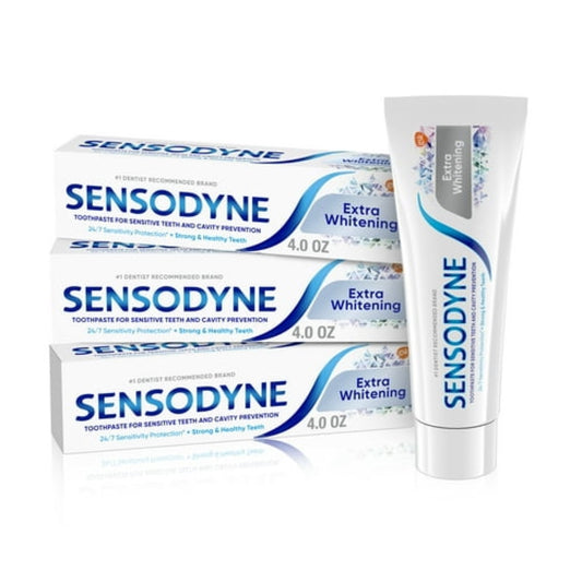 Sensodyne Extra Whitening Sensitive Toothpaste, Mint, 4 Oz, 3 Pack, for Adults