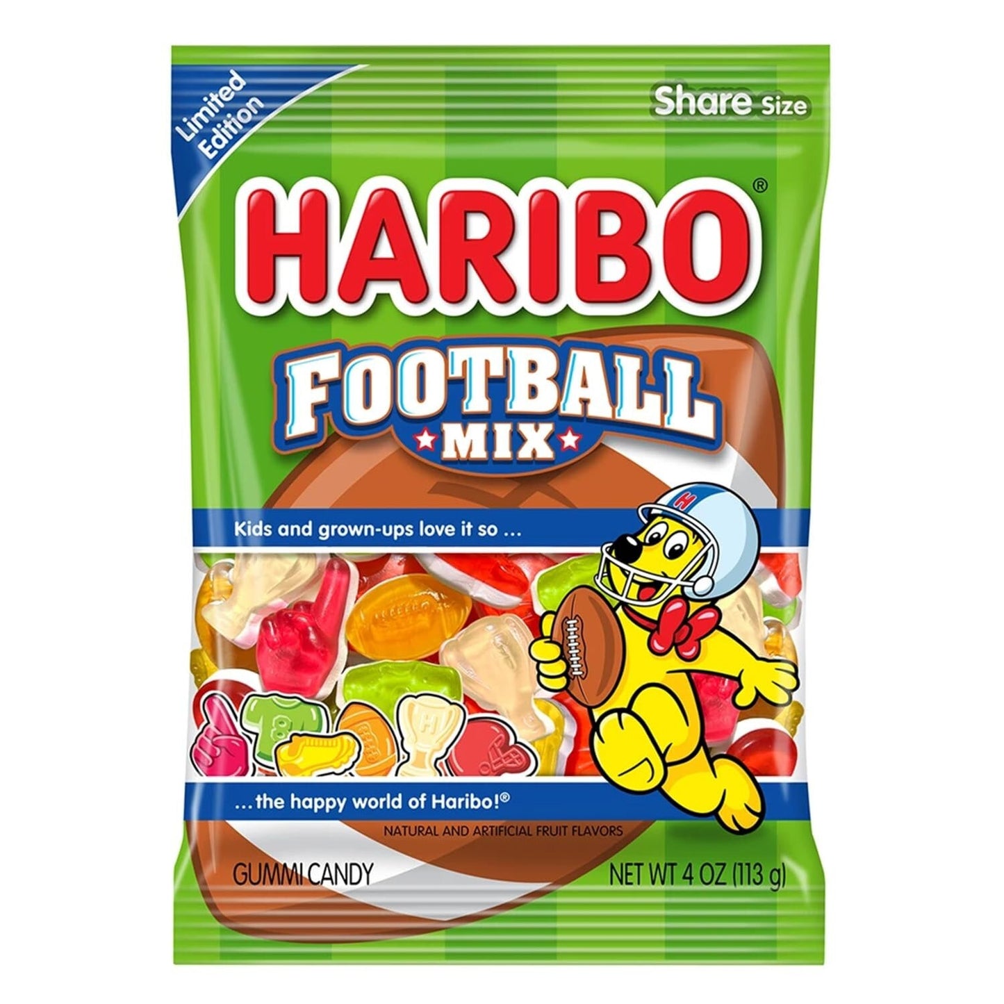 4 Pack Haribo FOOTBALL MIX Gummi Candy Assorted Fruit Gummy Limited Edition