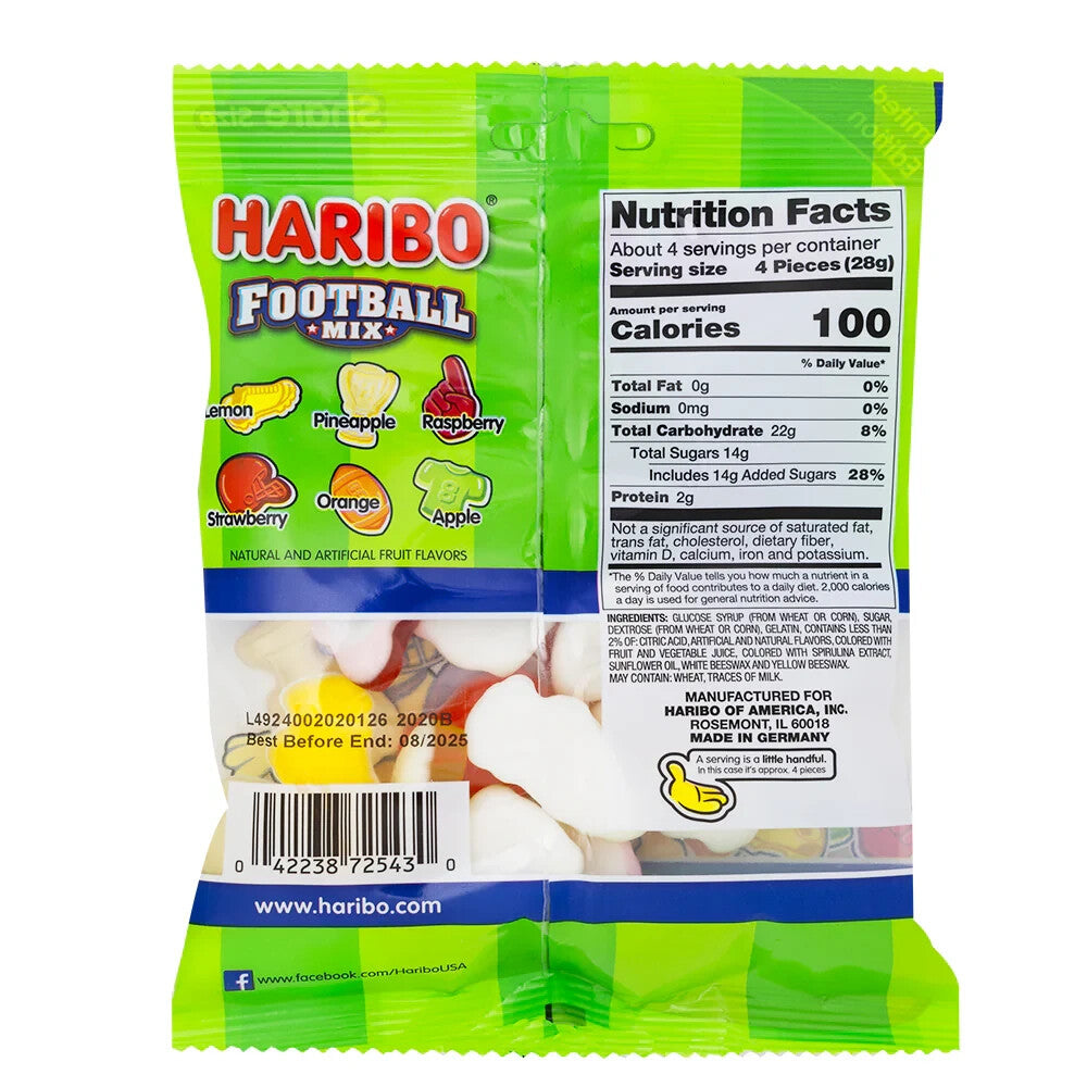 4 Pack Haribo FOOTBALL MIX Gummi Candy Assorted Fruit Gummy Limited Edition