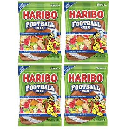 4 Pack Haribo FOOTBALL MIX Gummi Candy Assorted Fruit Gummy Limited Edition