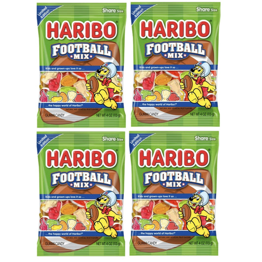 4 Pack Haribo FOOTBALL MIX Gummi Candy Assorted Fruit Gummy Limited Edition