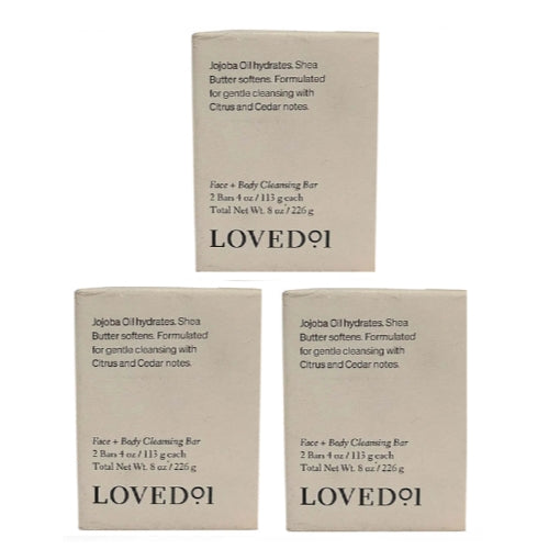 Lovedº1 Jojoba Oil Hydrates Face + Body Cleansing Bar #2 bars (6 Bars Total)