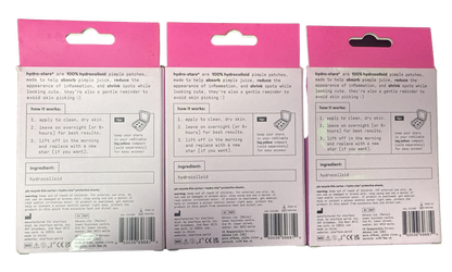 3 Pack - Starface Hydro-Star Pimple Patches 4 Pink Tones 96 Star Patches EXP 26