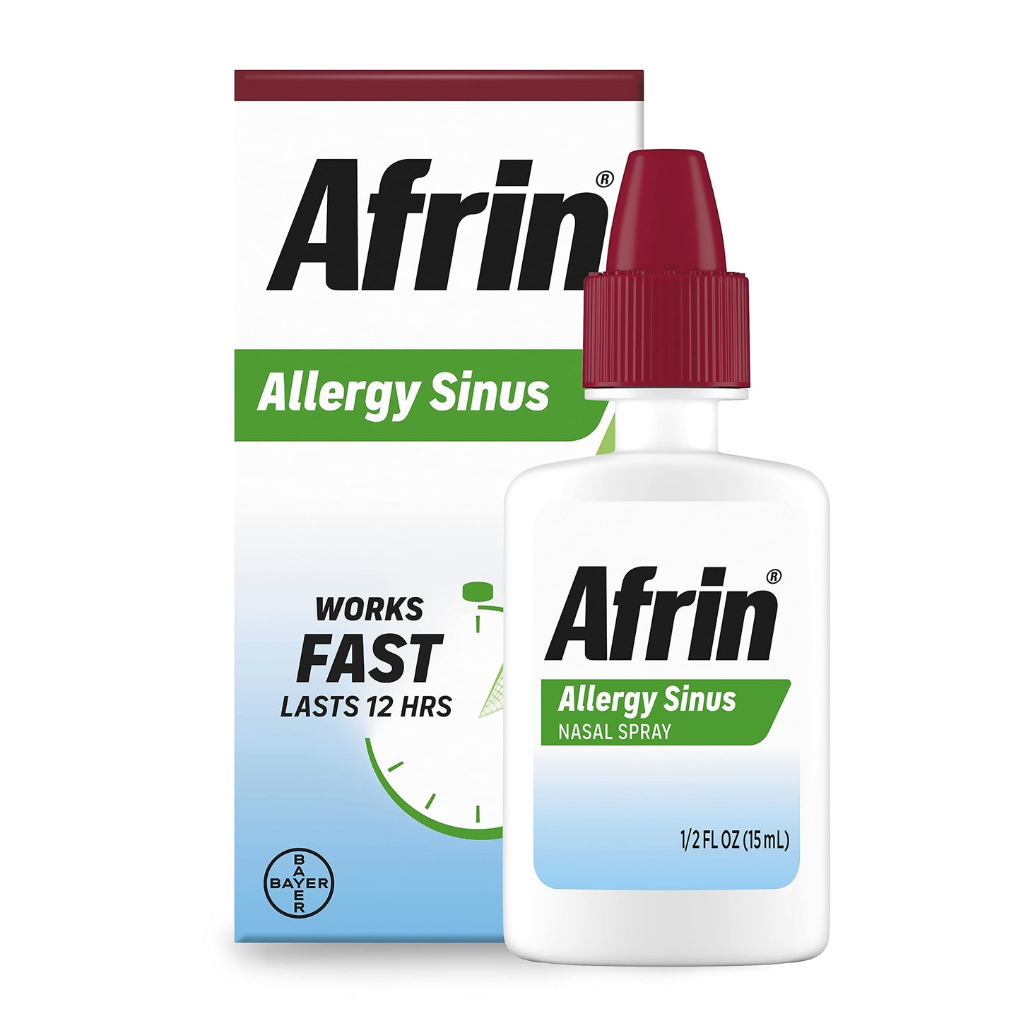 Afrin Allergy Sinus Nasal Spray - Fast and Powerful Nasal Decongestion From Allergies, For Adults and Children 6 Years and Older, 0.50 Fl Oz (Pack of 1)