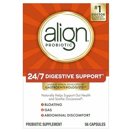 Align Probiotic, Probiotics for Women and Men, Daily Probiotic Supplement for Digestive Health*, #1 Recommended Probiotic by Doctors and Gastroenterologists‡, 56 Capsules
