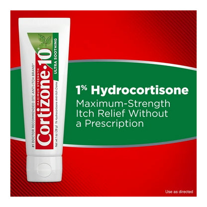 Cortizone-10 Ultra Moisturizing 1% Hydrocortisone Anti Itch Cream and Bug Bite Relief, Maximum Strength, 1 oz