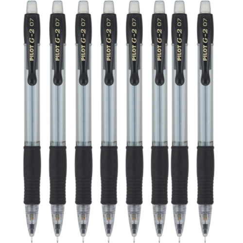 Pilot G2 Mechanical Pencils, 0.7mm HB Lead, Black/Clear Barrels, 8 Pack