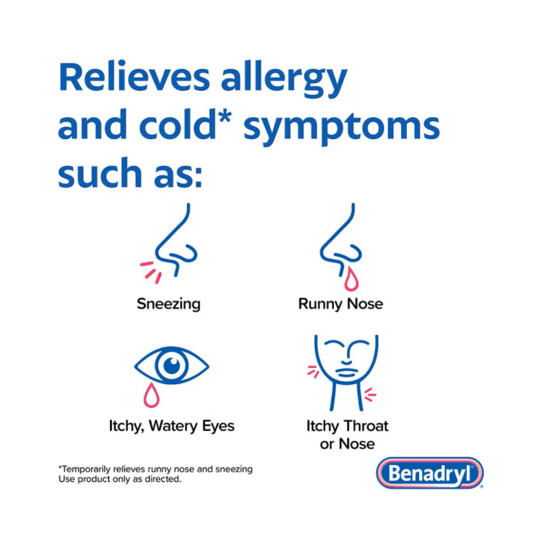 Benadryl ALLERGY Liquid, Diphenhydramine Antihistamine Oral Solution Wild Cherry, 4 Fl Oz (118 ml)