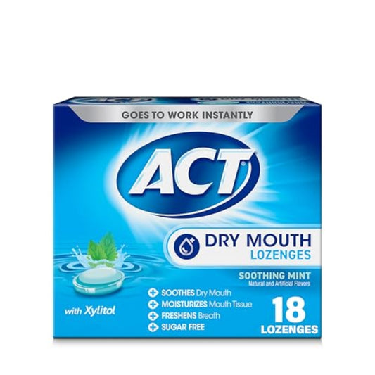 ACT Dry Mouth Lozenges with Xylitol, Soothing Mint, 18 Lozenges