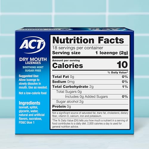 ACT Dry Mouth Lozenges with Xylitol, Soothing Mint, 18 Lozenges