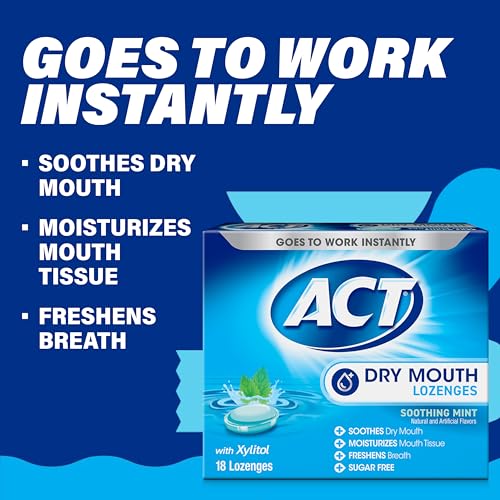ACT Dry Mouth Lozenges with Xylitol, Soothing Mint, 18 Lozenges