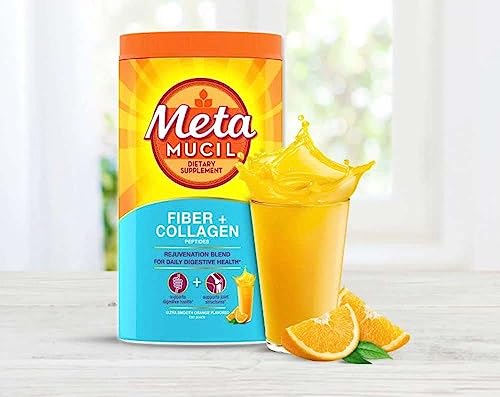 Metamucil Fiber + Collagen Peptides Powder - Orange - 19.9oz
