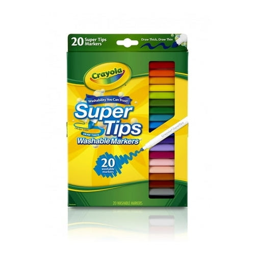 Crayola Super Tips Washable Markers for Kids, 20 Ct, School Supplies, Classroom Must Haves, Bullet Journaling, Gift for Kids, Ages 3+