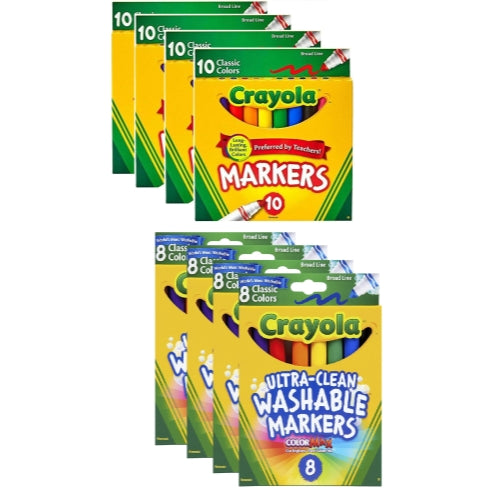 Crayola Broad Line Markers, Classic Colors 10 Each (Pack of 6)